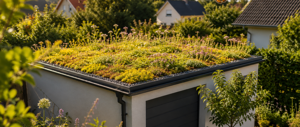 Biodiversität auf dem Garagendach: Extensivbegrünung selber anlegen