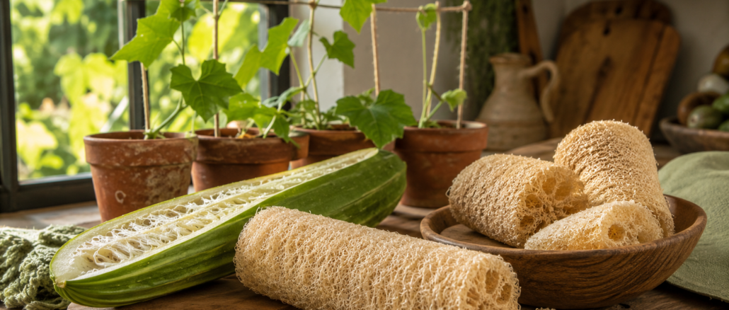 Plastikfreie Küchenschwämme aus Luffa-Gurken im eigenen Garten anbauen